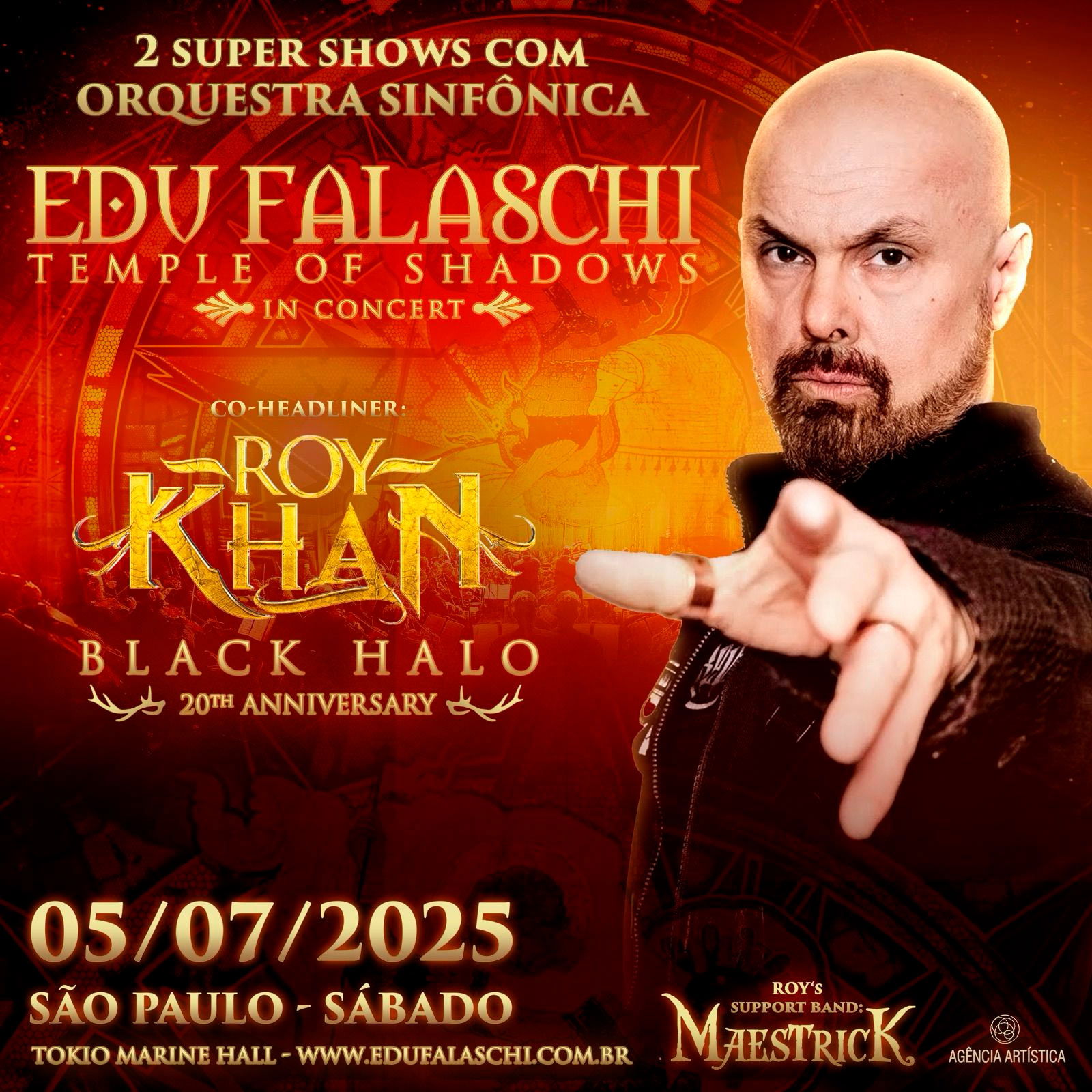 Edu Falaschi em São Paulo: Roy Khan fará show solo especial com orquestra celebrando 20 anos de ‘The Black Halo’ do Kamelot no Tokio Marine Hall