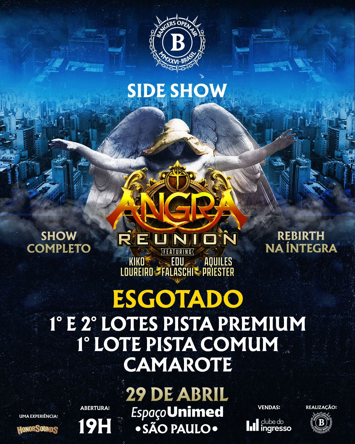 ANGRA REUNION: SIDE SHOW NO ESPAÇO UNIMED COM VÁRIOS SETORES JÁ ESGOTADOS