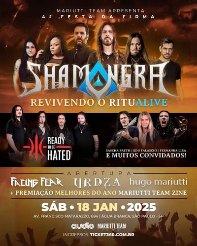 Shamangra anuncia Edu Falaschi, Fernanda Lira e Sascha Paeth como convidados do RituAlive na 4ª Edição da Festa da Firma