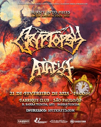 Cryptopsy e Atheist fazem única apresentação no Brasil nesta sexta