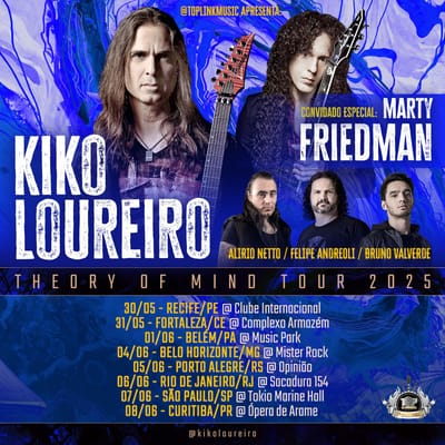 Ex-guitarristas do Megadeth, Kiko Loureiro e Marty Friedman tocam no Brasil em junho e deixam no ar a possibilidade de músicas como “Tornado of Souls”