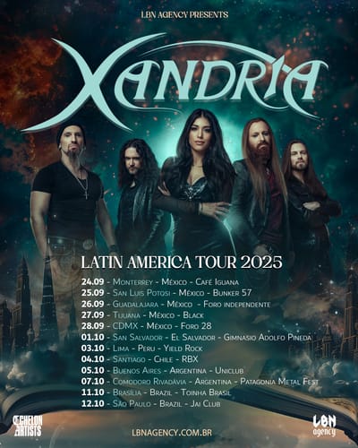 Xandria anuncia retorno à América Latina com shows no Brasil em outubro.