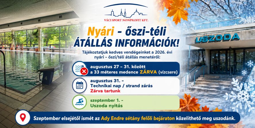 Strand zárás - Uszoda nyitás 2026 ősz