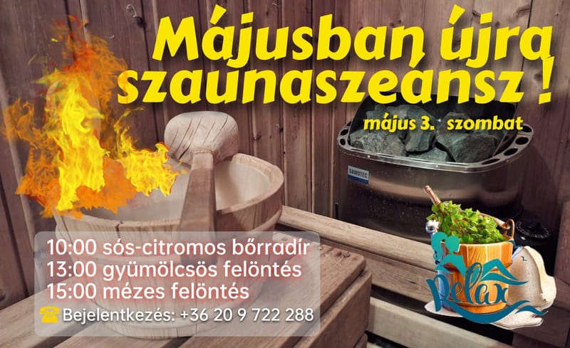 Május 3-án ismét szauna szeánsz!