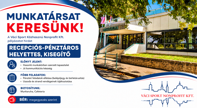 Munkatársat keresünk recepciós-pénztáros helyettes, kisegítő pozícióba!