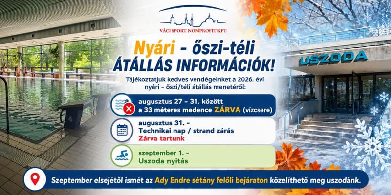 Strand zárás - Uszoda nyitás 2026 ősz