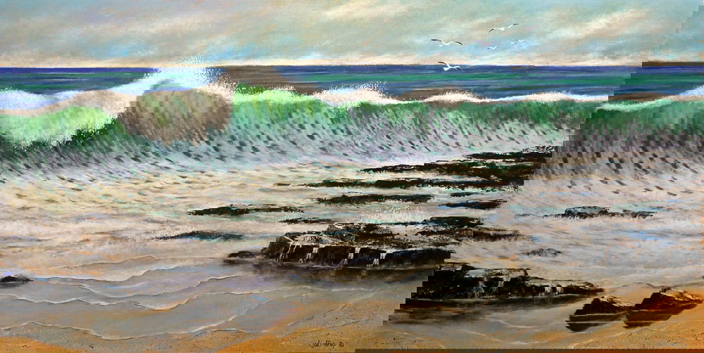 The Breakers. Original Sea painting by South African artist Joe Marais. Acrylic on canvas.