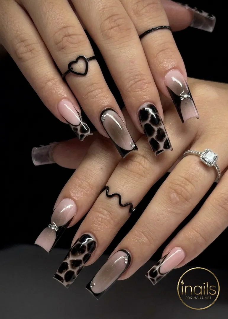 Deep burgundy micro-French tip autumn nail design on natural square nails