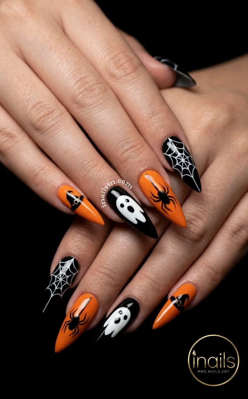 Deep red velvet cat eye nails with 3D blood drip accents for Halloween