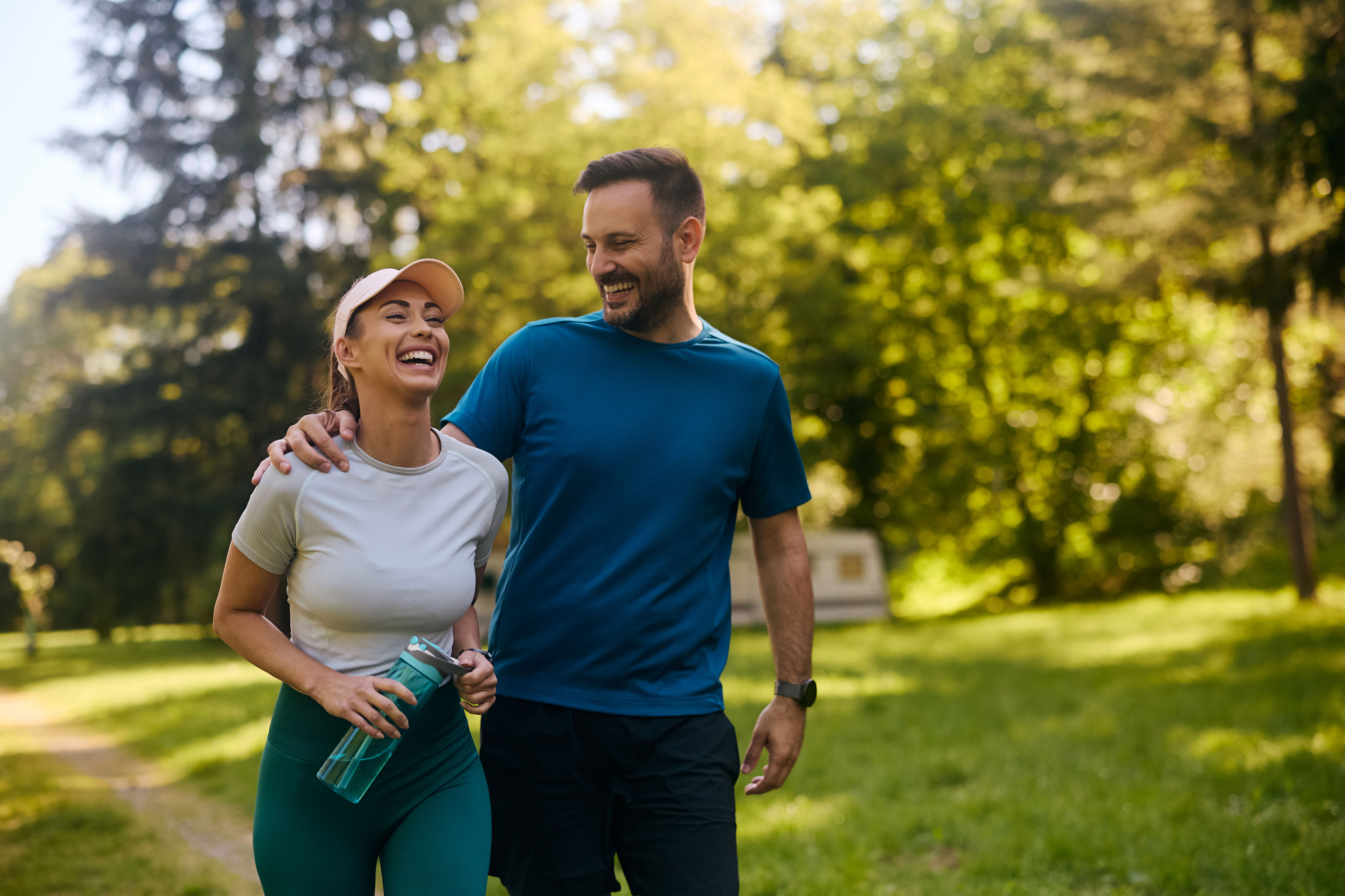 healthy couple running