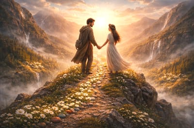 قَلْبَانِ يُضِيئَانِ الْجَبَلَ