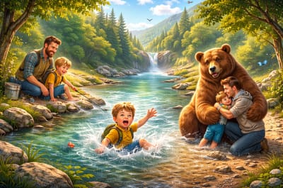 الطفلُ وَالنهرُ وَالدُّبّ اللَّطيف