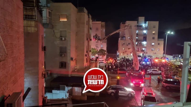 רחוב בן איש חי: שריפה פרצה בבניין מגורים - דיירים חולצו דרך המרפסות בעזרת מנוף