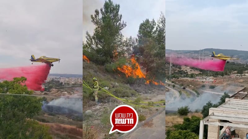 תיעוד: מטוסי כיבוי הוזנקו לסייע בהשתלטות על שריפה ברמת בית שמש