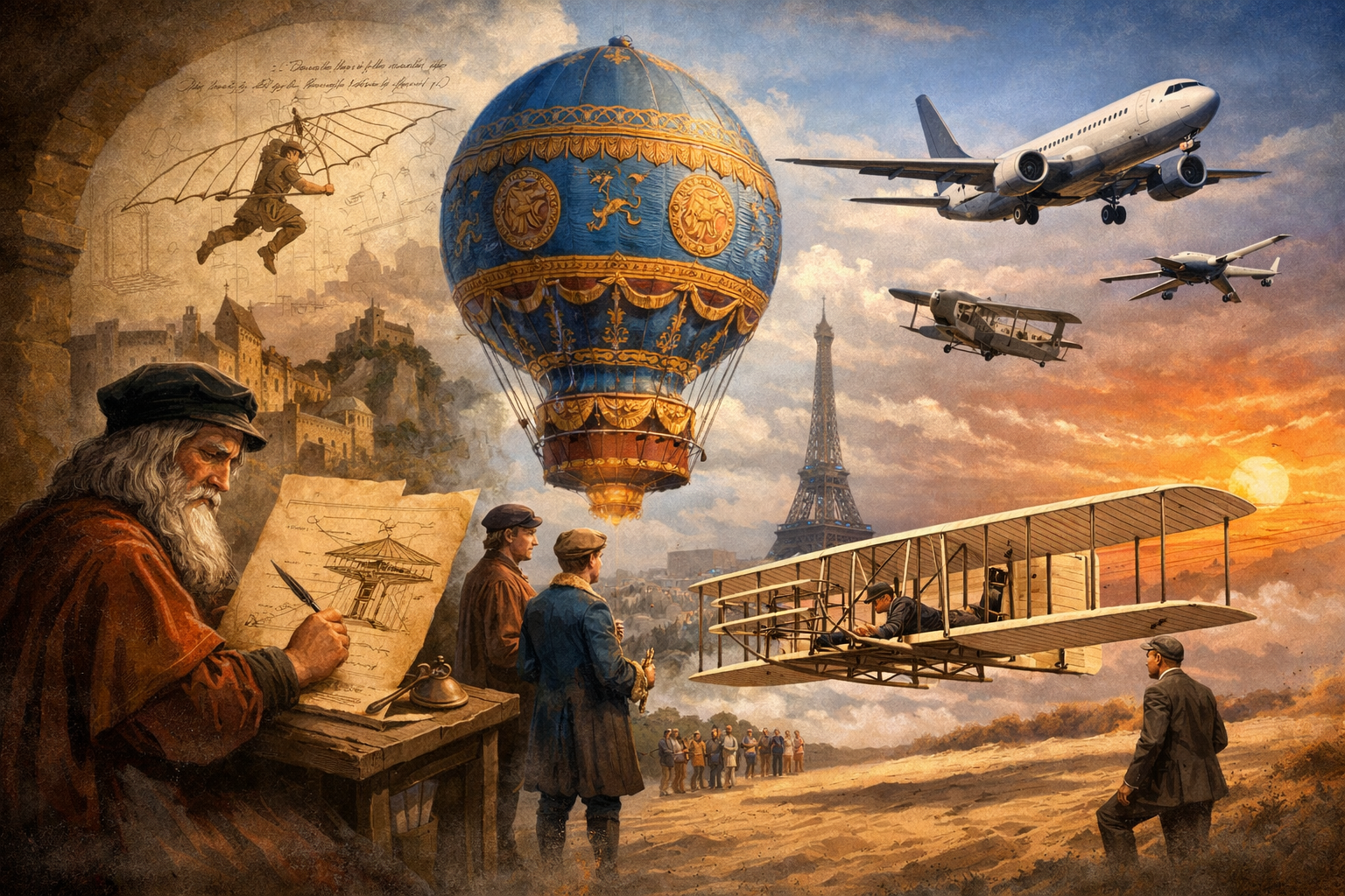 تاريخ اكتشاف الطيران: من حلم الإنسان إلى غزو السماء