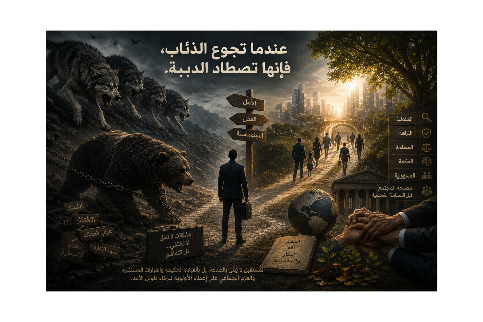 "عندما تجوع الذئاب، فإنها تصطاد الدببة."