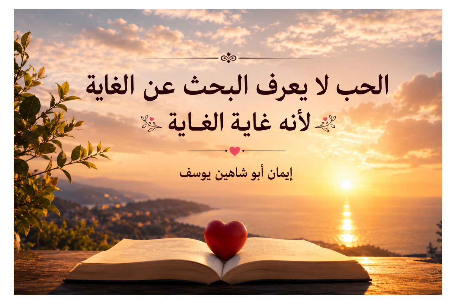 الحب لا يعرف البحث عن الغايةلأنه غاية الغاية-إيمان أبو شاهين يوسف