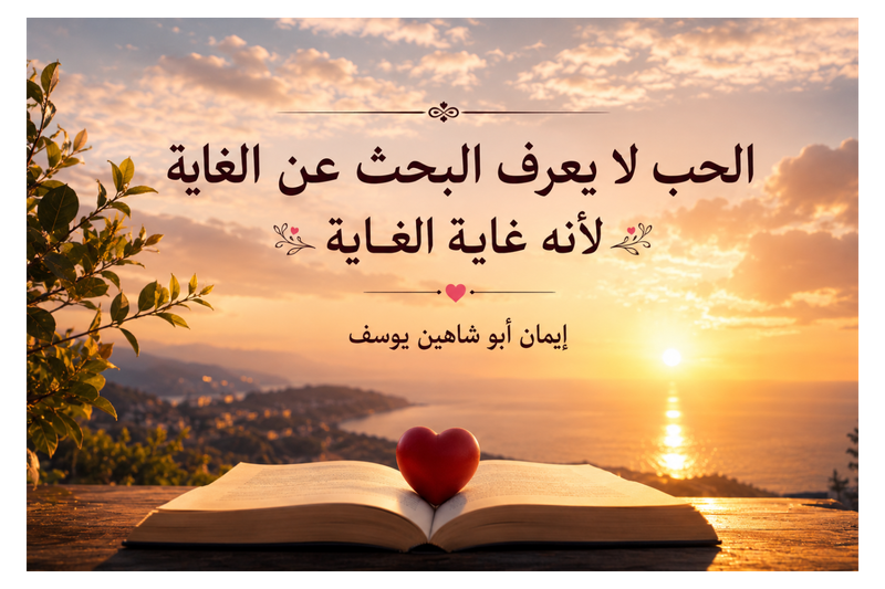الحب لا يعرف البحث عن الغايةلأنه غاية الغاية-إيمان أبو شاهين يوسف