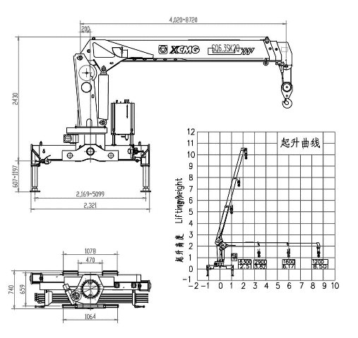 Габаритные схемы манипулятор XCMG SQ6.3SK2Q