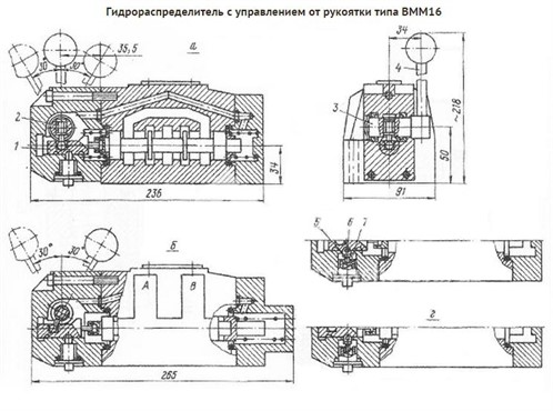 Гидрораспределитель ВММ 16 с ручным управлением. Устройство и схема работы