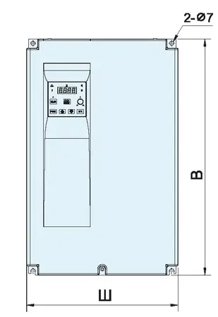 Чертеж: габаритн-присоединительные размеры частотного преобразователя N700E-037LF 3.7кВт 200-230В