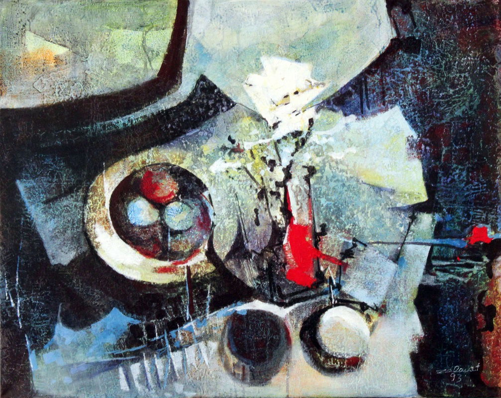 נסים זלאיט, דומם, 1993 אקריליק על בד 73X92 ס"מ