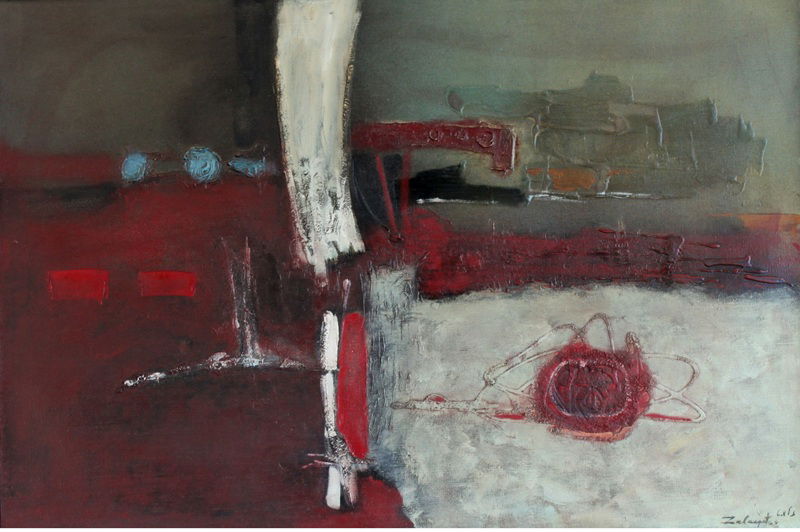 נסים זלאיט, נוף, 1966, שמן על בד 80X120 סמ, זוכה פרס ראשון בתערוכה הבינלאומית השניה לאמנות עכשווית, מונקו