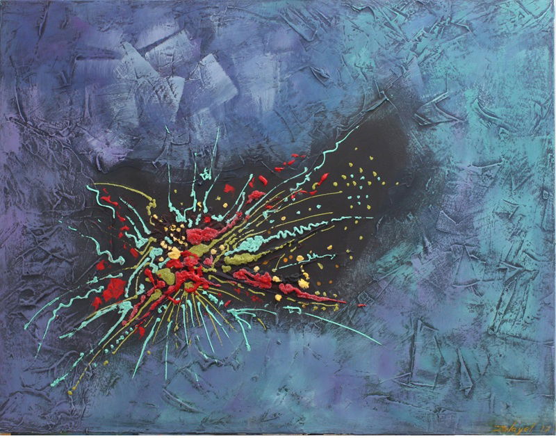 נסים זלאיט, זר לעירית, 2017, אקריליק על בד