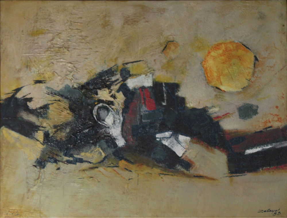 נסים זלאיט, אוהלים בנגב, 1988, שמן על בד 50X65 ס"מ
