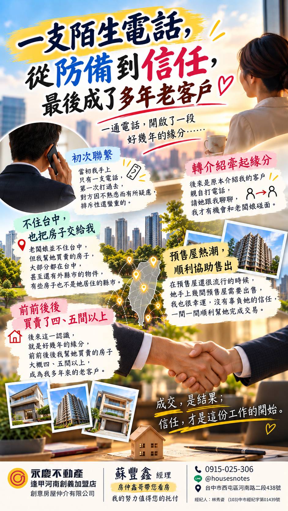一支陌生電話,從防備到信任,最後成了多年老客戶。