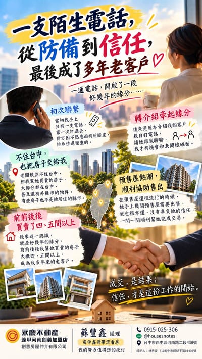 一支陌生電話，從防備到信任，最後成了多年老客戶。