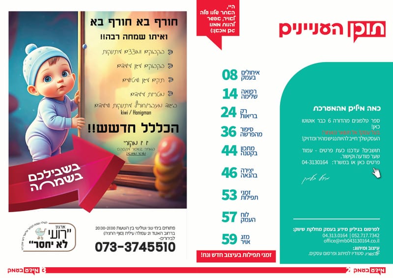 היום! יום סיוע באופטיקה - שימו לב הוקדם ל13:00 עקב הדלקת נרות חנוכה!  / רשת פיצה בעמק הגיעה לעפולה - בכשרויות מהודרות / מגוון ארועי חנוכה / גיליון 333