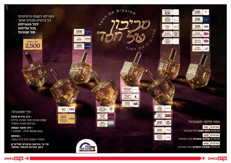 היום! יום סיוע באופטיקה - שימו לב הוקדם ל13:00 עקב הדלקת נרות חנוכה!  / רשת פיצה בעמק הגיעה לעפולה - בכשרויות מהודרות / מגוון ארועי חנוכה / גיליון 333