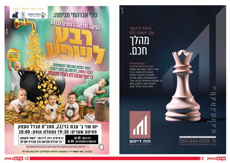 היום! יום סיוע באופטיקה - שימו לב הוקדם ל13:00 עקב הדלקת נרות חנוכה!  / רשת פיצה בעמק הגיעה לעפולה - בכשרויות מהודרות / מגוון ארועי חנוכה / גיליון 333