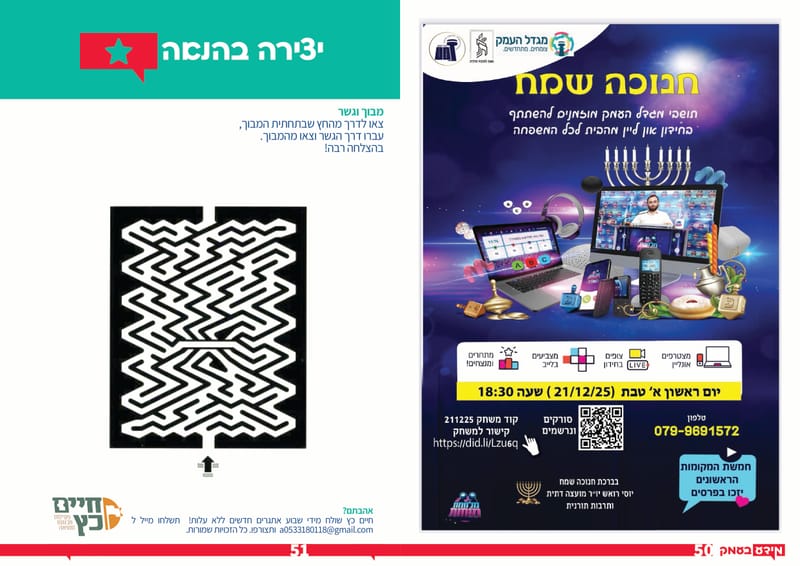 היום! יום סיוע באופטיקה - שימו לב הוקדם ל13:00 עקב הדלקת נרות חנוכה!  / רשת פיצה בעמק הגיעה לעפולה - בכשרויות מהודרות / מגוון ארועי חנוכה / גיליון 333