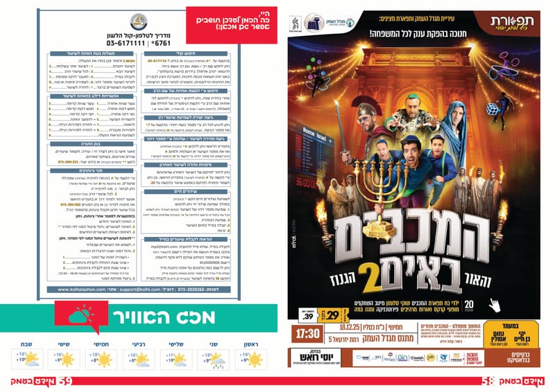 היום! יום סיוע באופטיקה - שימו לב הוקדם ל13:00 עקב הדלקת נרות חנוכה!  / רשת פיצה בעמק הגיעה לעפולה - בכשרויות מהודרות / מגוון ארועי חנוכה / גיליון 333