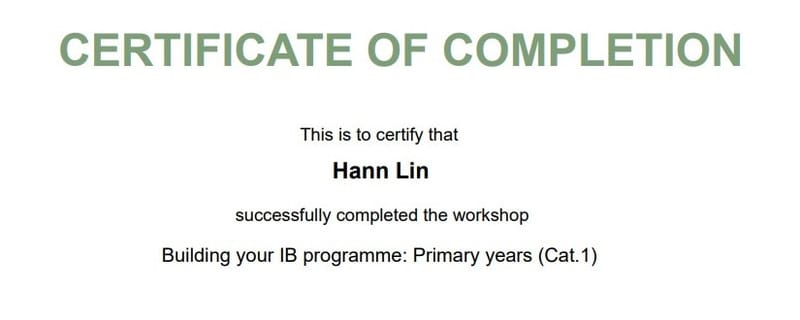 IB PYP Certificate