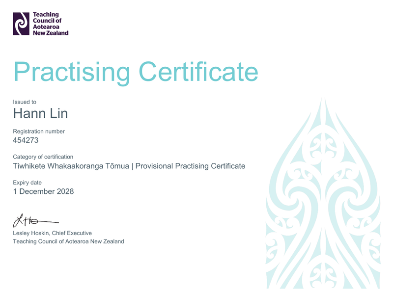 New Zealand Teaching Certificate