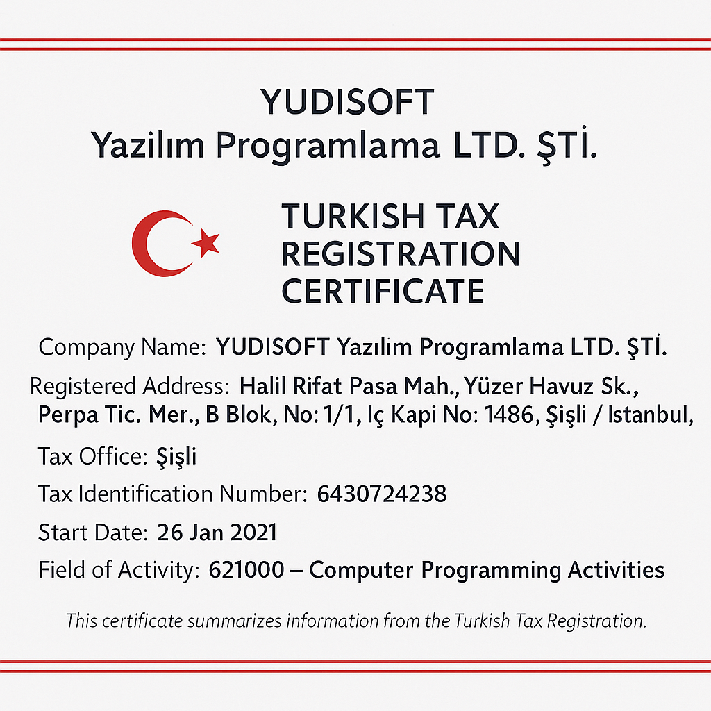 Turkish Tax Registration Certificate