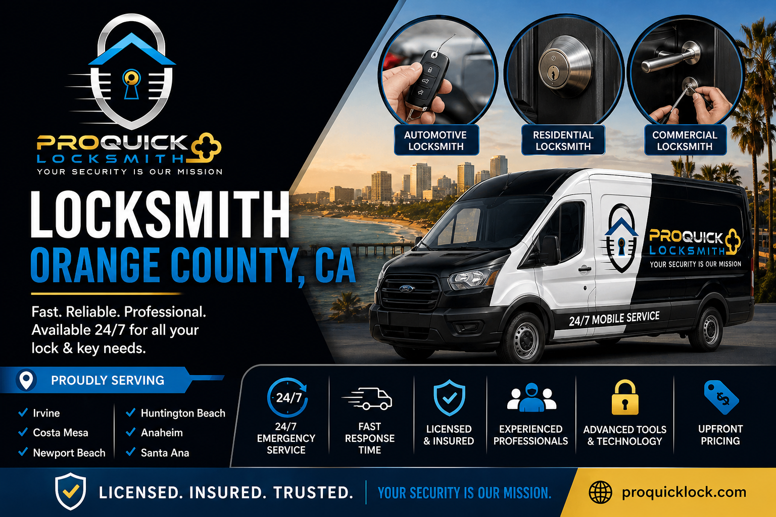 🔐 Mobile Locksmith in Orange County, CA | ProQuick Locksmith