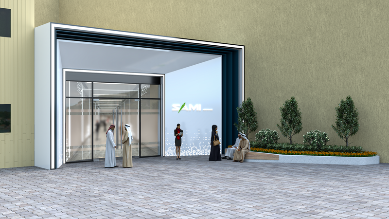 تصميم مدخل المبنى و المكتب للشركة السعودية للصناعات العسكرية SAMI aerospace