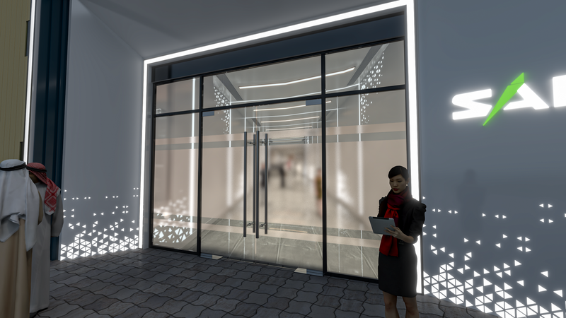 تصميم مدخل المبنى و المكتب للشركة السعودية للصناعات العسكرية SAMI aerospace