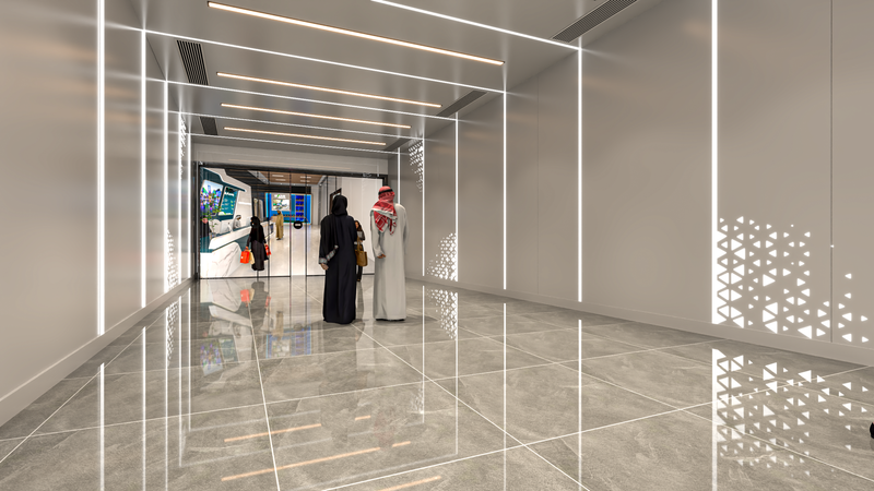 تصميم مدخل المبنى و المكتب للشركة السعودية للصناعات العسكرية SAMI aerospace