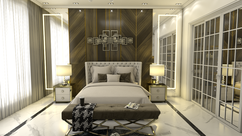 غرفة نوم ماستر وغرفة مكياج وجمام الماستر