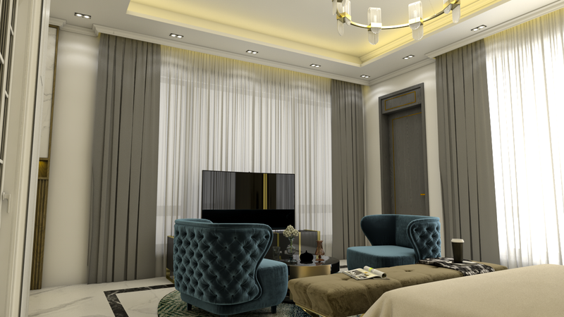 غرفة نوم ماستر وغرفة مكياج وجمام الماستر