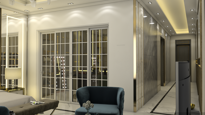 غرفة نوم ماستر وغرفة مكياج وجمام الماستر