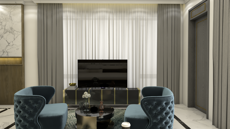 غرفة نوم ماستر وغرفة مكياج وجمام الماستر