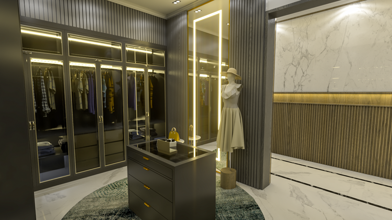 غرفة نوم ماستر وغرفة مكياج وجمام الماستر