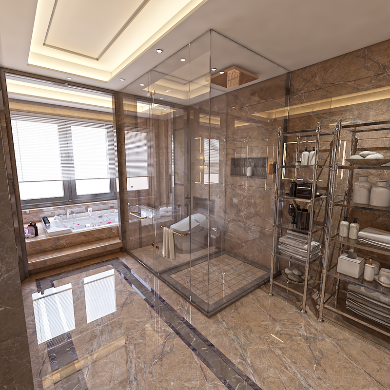 غرفة نوم ماستر وغرفة مكياج وجمام الماستر