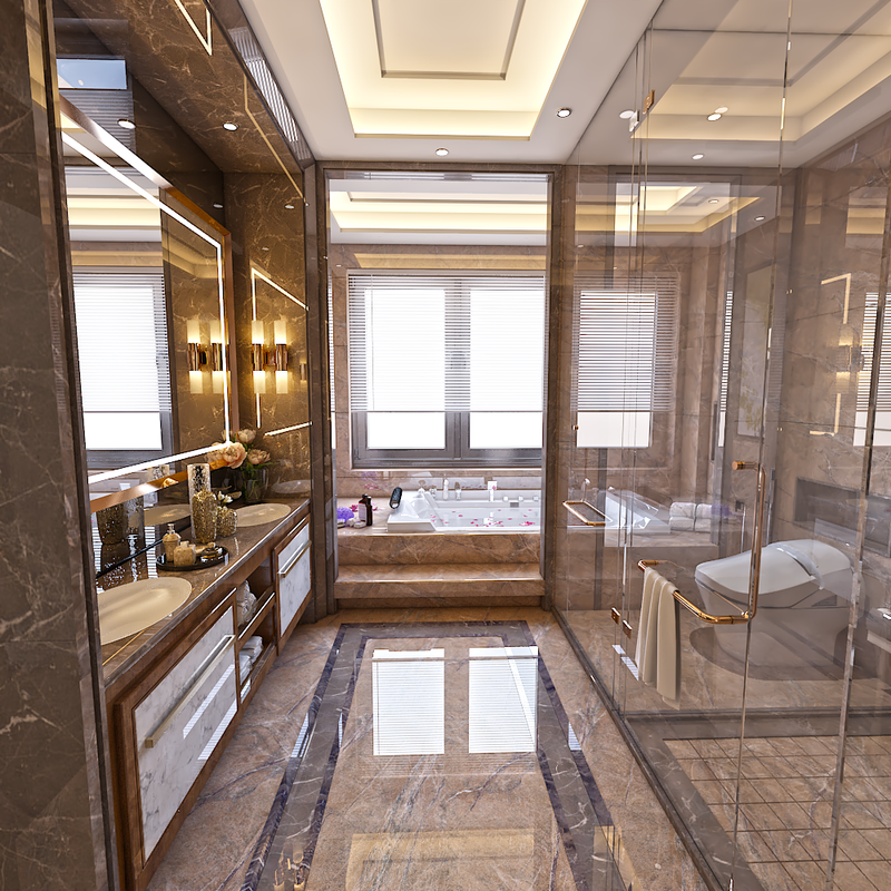 غرفة نوم ماستر وغرفة مكياج وجمام الماستر